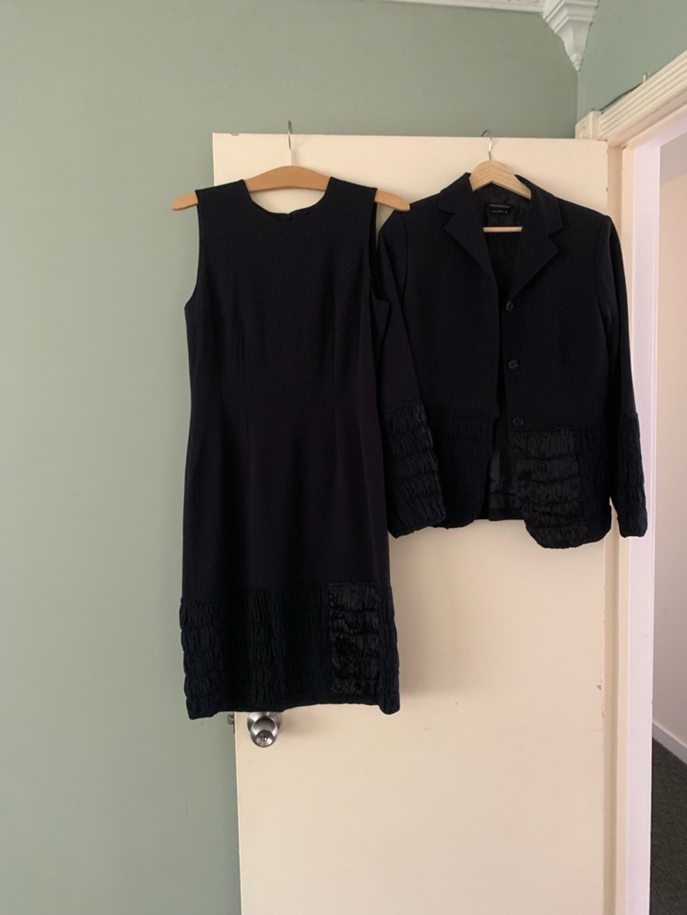 Sonia Speciale Blue Dress & Jacket Set Size 42 Italy Textured Hem (US 6) - Picture 2 of 7